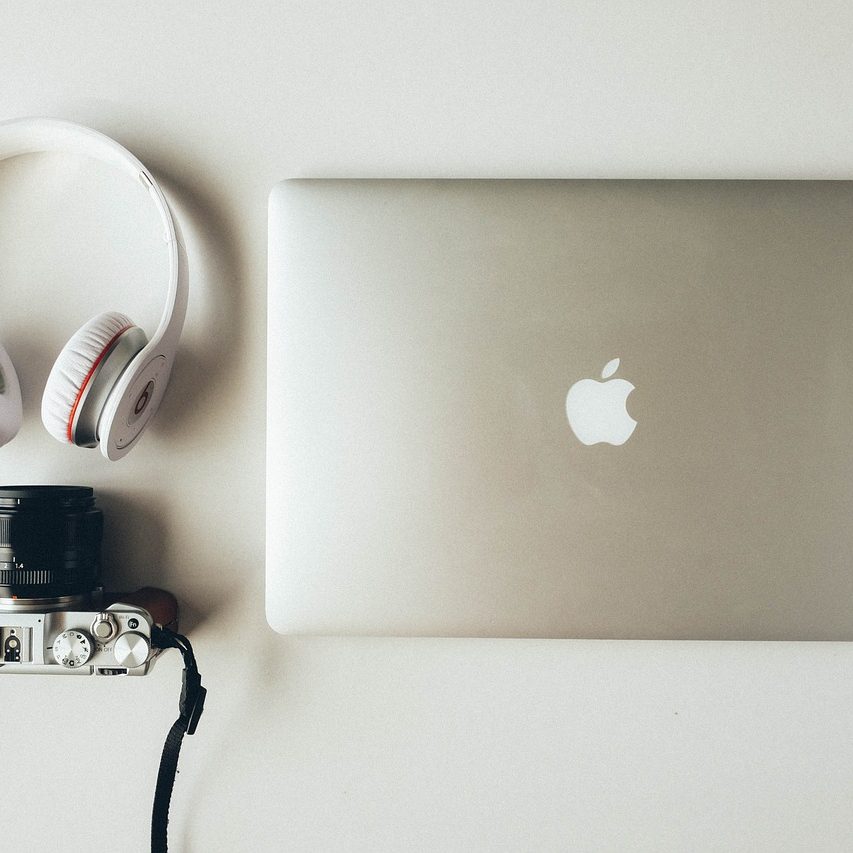 laptop, headphones, camera